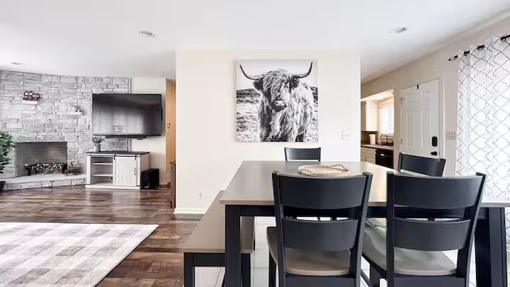 Dining room in the three-bedroom home