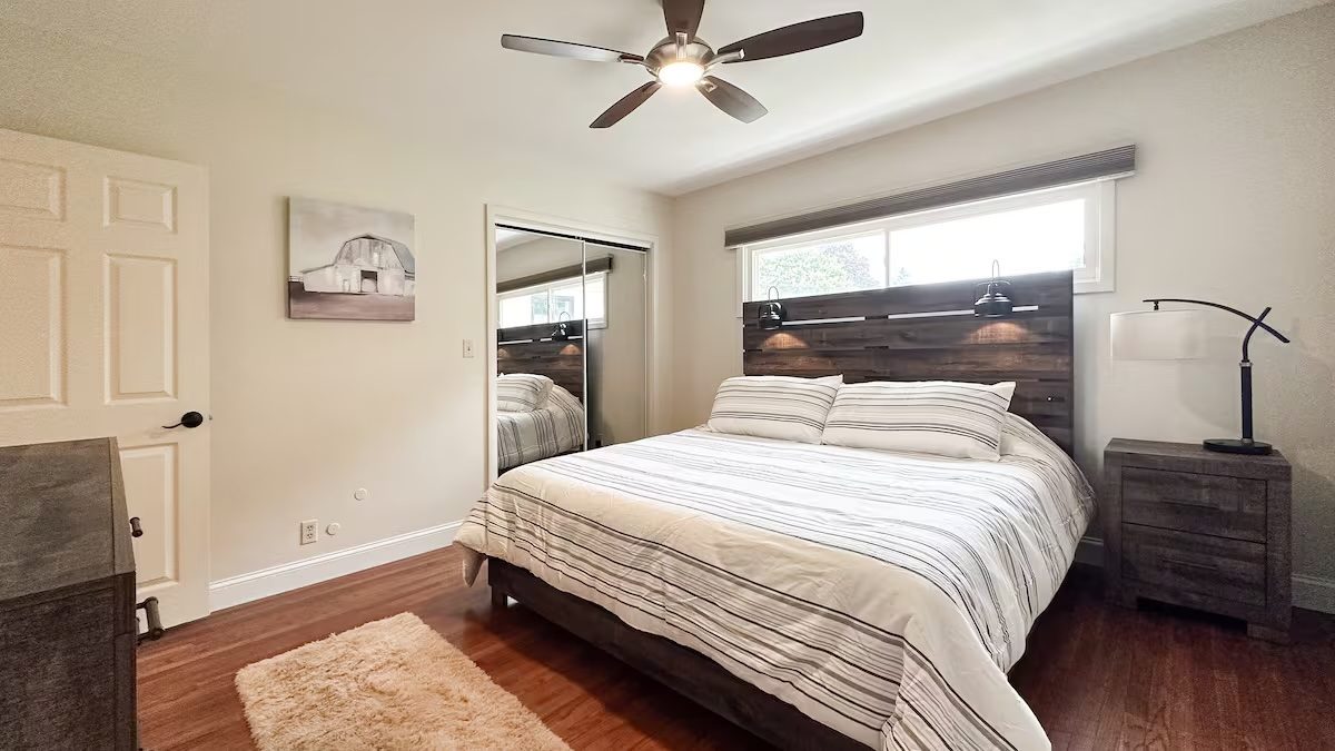 King bedroom in the three-bedroom home