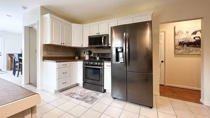 Fully stocked kitchen in the three-bedroom home